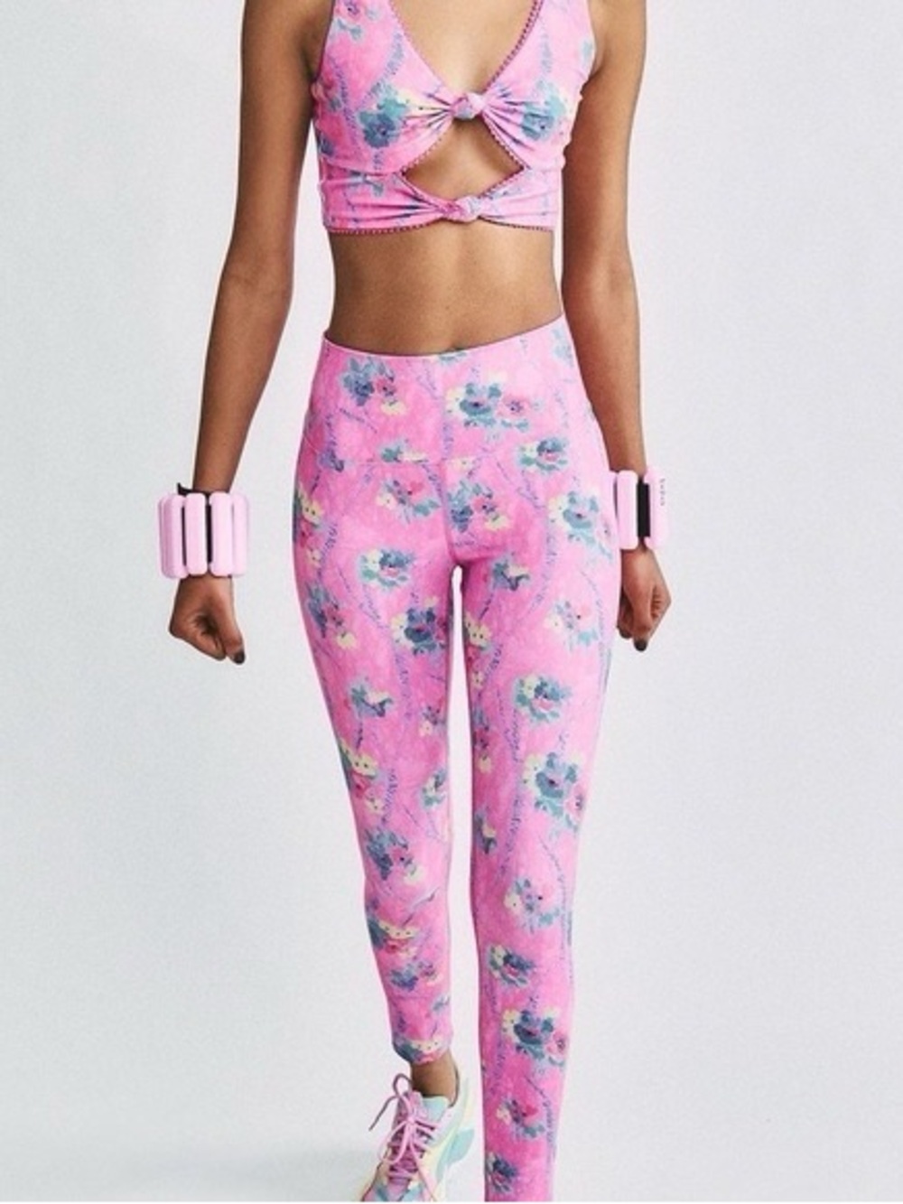 LoveShackFancy x Beach Riot Pink Floral High-Waist Leggings